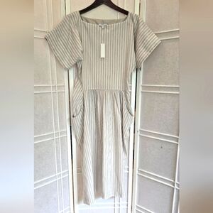 James Perse Striped Dress Cream Gray